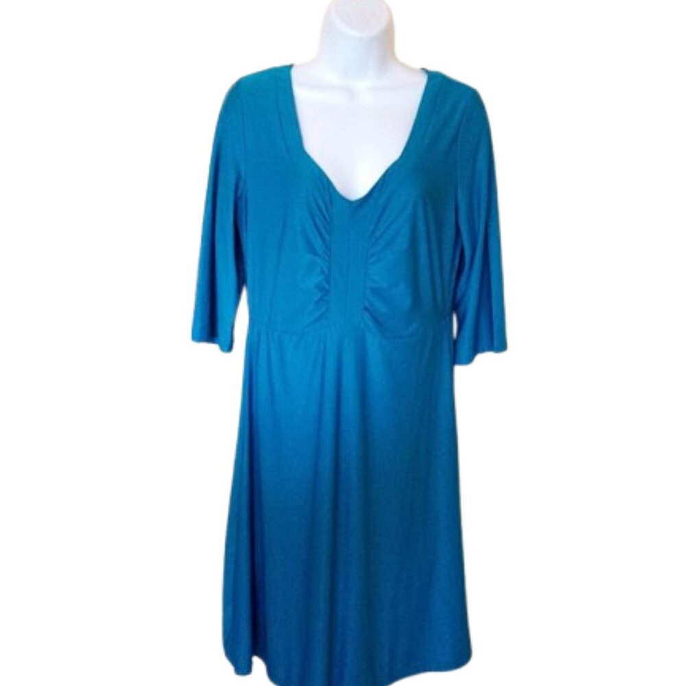 Hot Turquoie / Teal Stretch Midi Dress Size Medium